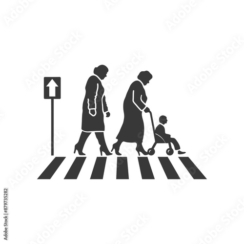 minimalist logo or symbol for elderly woman activity black color only