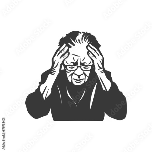 minimalist logo or symbol for elderly woman activity black color only