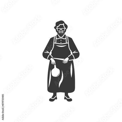 minimalist logo or symbol for elderly woman activity black color only