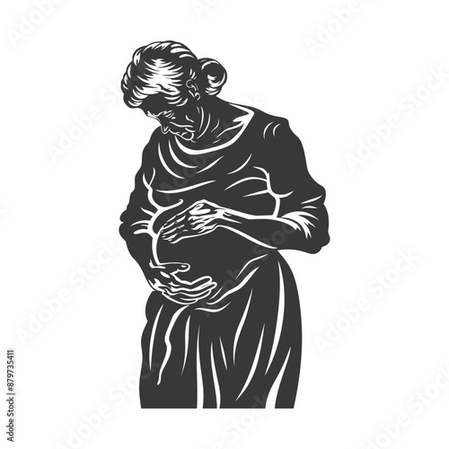 minimalist logo or symbol for elderly woman activity black color only