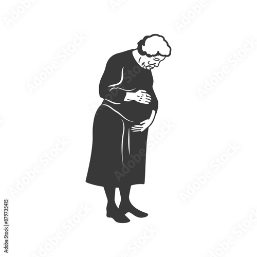 minimalist logo or symbol for elderly woman activity black color only