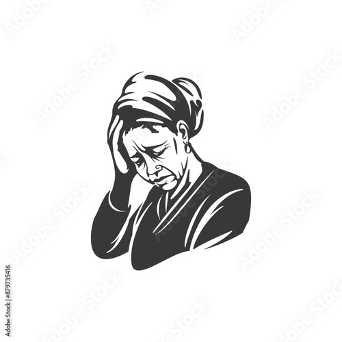 minimalist logo or symbol for elderly woman activity black color only