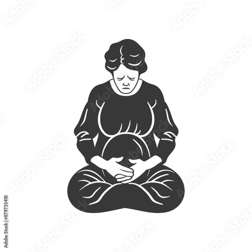 minimalist logo or symbol for elderly woman activity black color only