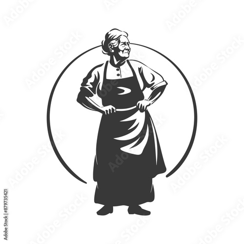 minimalist logo or symbol for elderly woman activity black color only