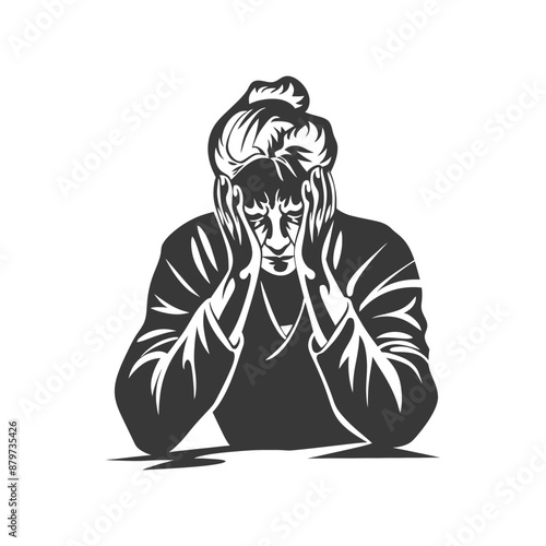 minimalist logo or symbol for elderly woman activity black color only