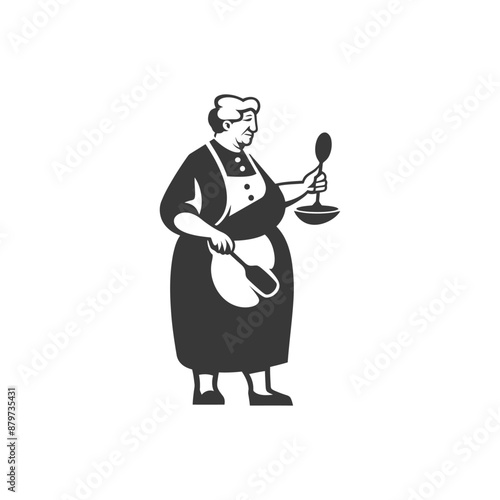 minimalist logo or symbol for elderly woman activity black color only
