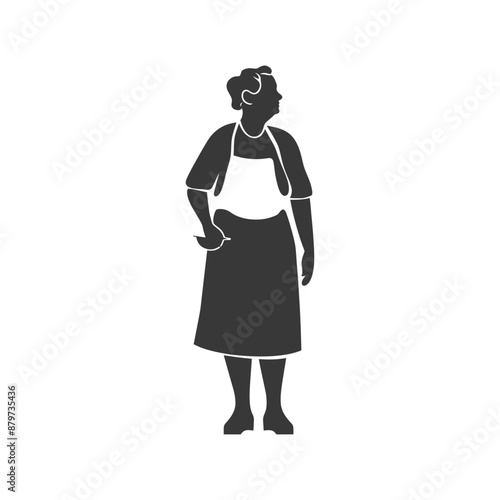 minimalist logo or symbol for elderly woman activity black color only