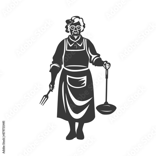minimalist logo or symbol for elderly woman activity black color only
