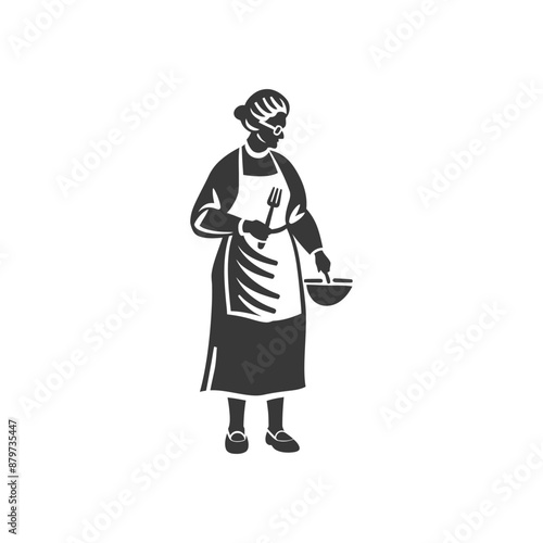 minimalist logo or symbol for elderly woman activity black color only