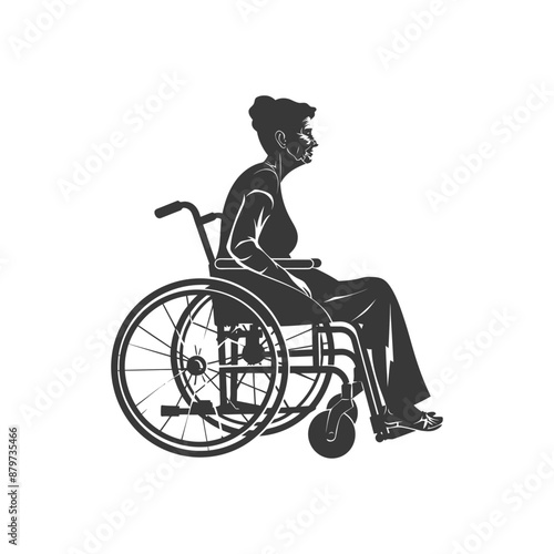 minimalist logo or symbol for elderly woman activity black color only