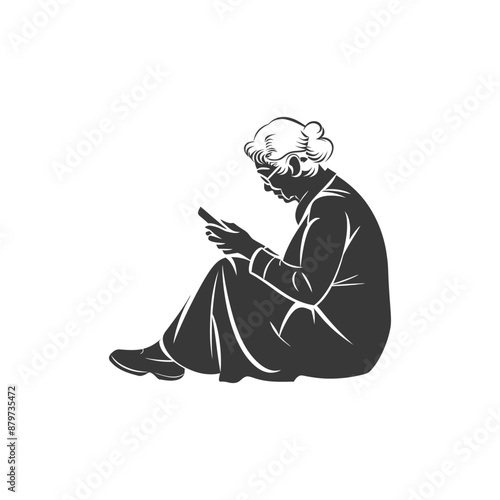 minimalist logo or symbol for elderly woman activity black color only