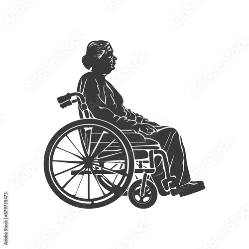 minimalist logo or symbol for elderly woman activity black color only