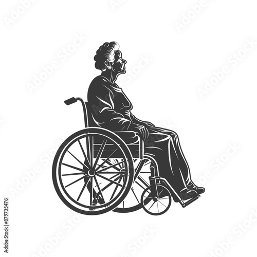 minimalist logo or symbol for elderly woman activity black color only