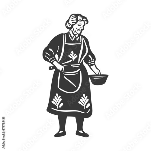 minimalist logo or symbol for elderly woman activity black color only