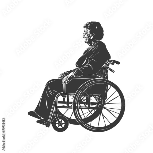 minimalist logo or symbol for elderly woman activity black color only