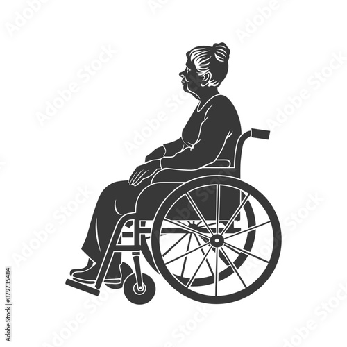 minimalist logo or symbol for elderly woman activity black color only