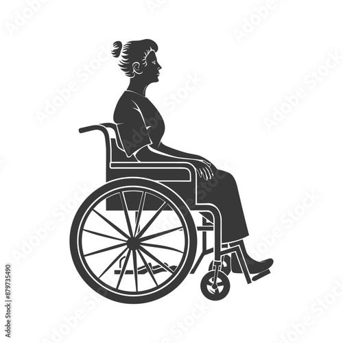 minimalist logo or symbol for elderly woman activity black color only