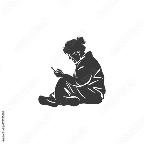minimalist logo or symbol for elderly woman activity black color only