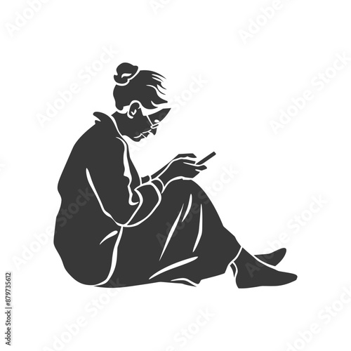 minimalist logo or symbol for elderly woman activity black color only