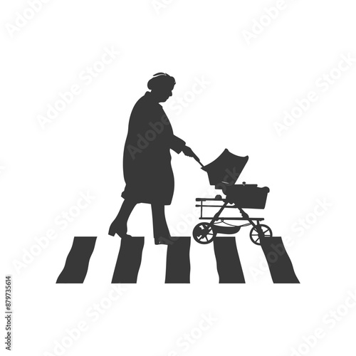 minimalist logo or symbol for elderly woman activity black color only
