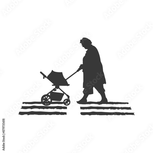 minimalist logo or symbol for elderly woman activity black color only