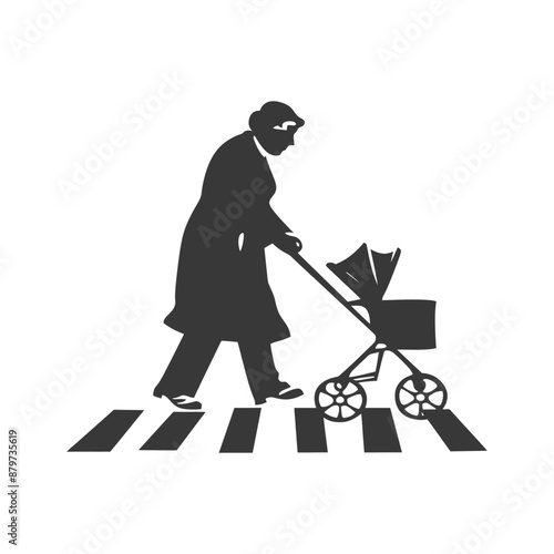 minimalist logo or symbol for elderly woman activity black color only