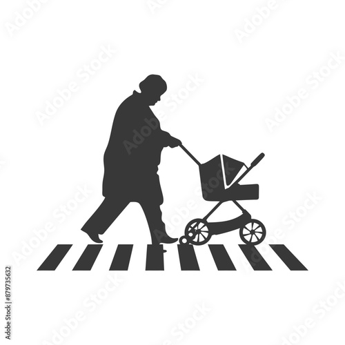 minimalist logo or symbol for elderly woman activity black color only