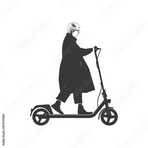 minimalist logo or symbol for elderly woman activity black color only