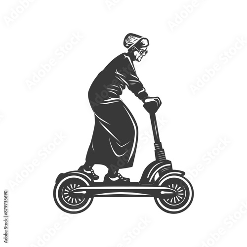 minimalist logo or symbol for elderly woman activity black color only