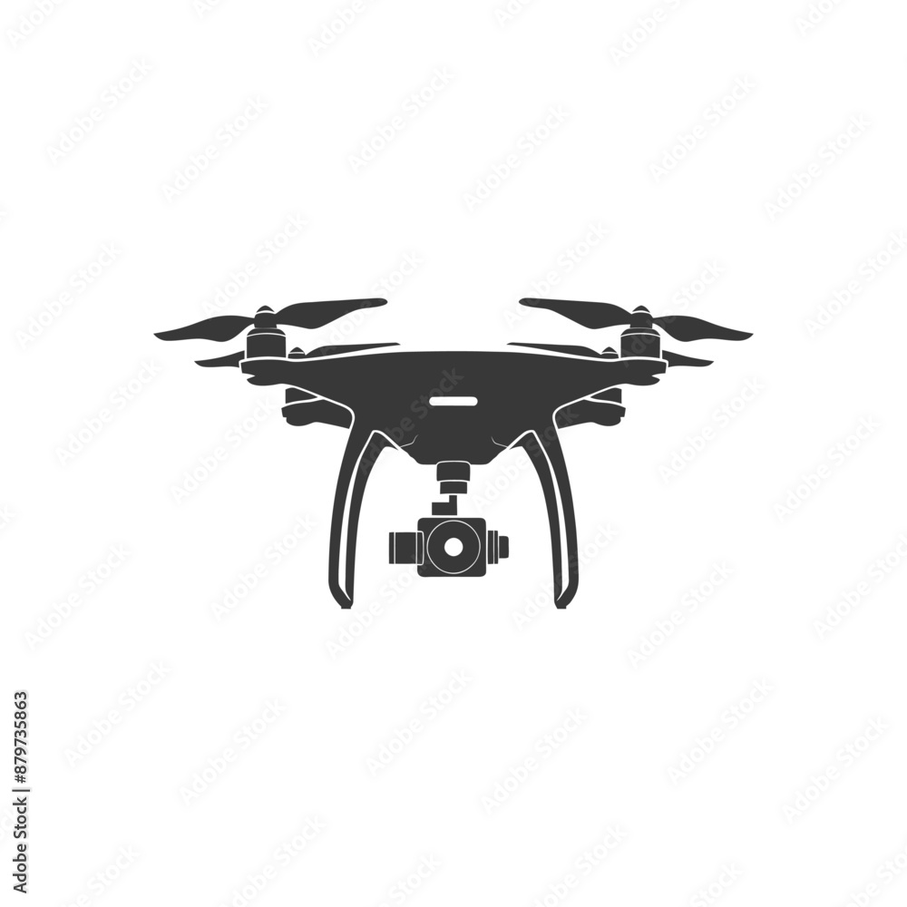 minimalist logo or symbol for flying drone camera black color only