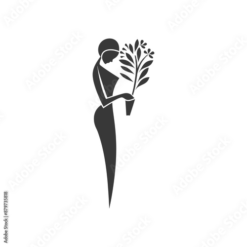 minimalist logo or symbol for florist in action black color only