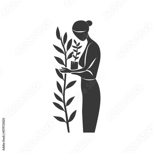 minimalist logo or symbol for florist in action black color only