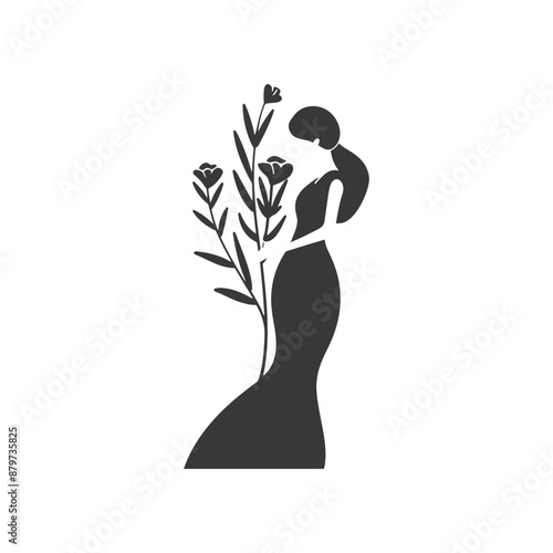 minimalist logo or symbol for florist in action black color only