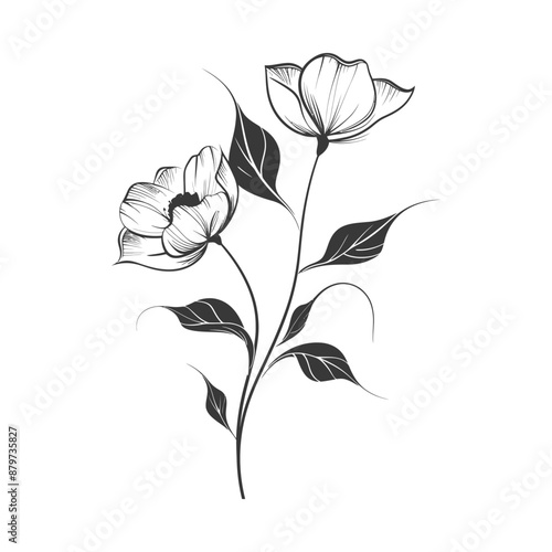 minimalist logo or symbol for floral art black color only
