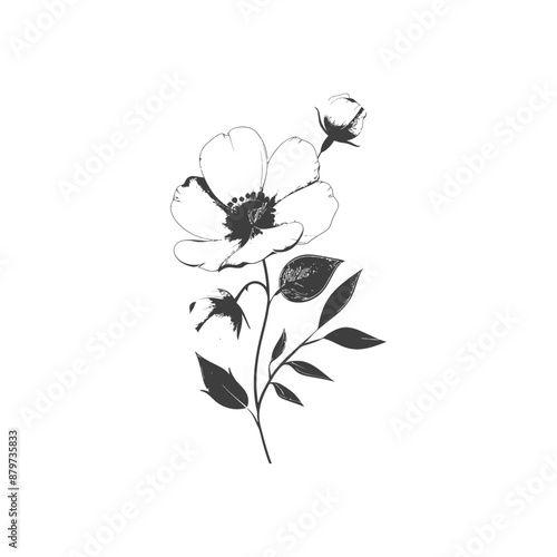 minimalist logo or symbol for floral art black color only