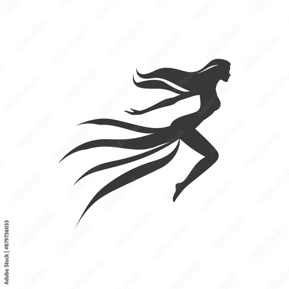 minimalist logo or symbol for flying woman black color only minimalist logo or symbol for flying woman black color only