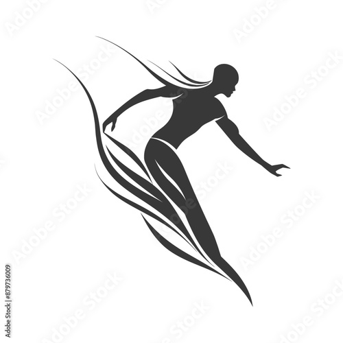 minimalist logo or symbol for flying man black color only