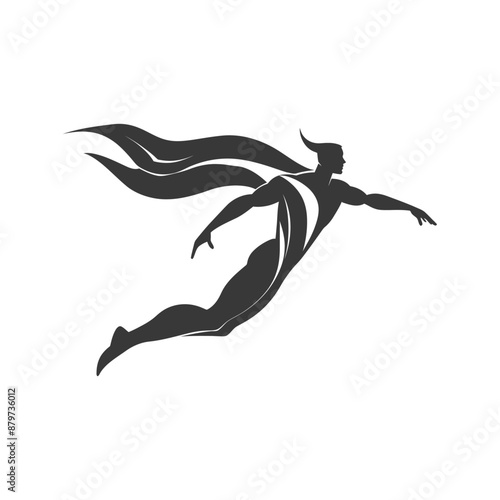 minimalist logo or symbol for flying man black color only
