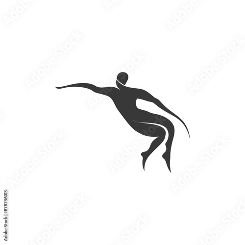 minimalist logo or symbol for flying man black color only