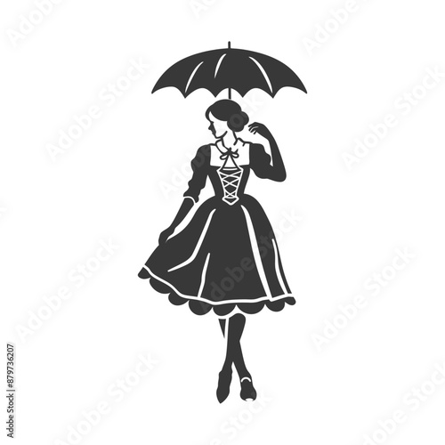 minimalist logo or symbol for germany women wearing dirndl black color only