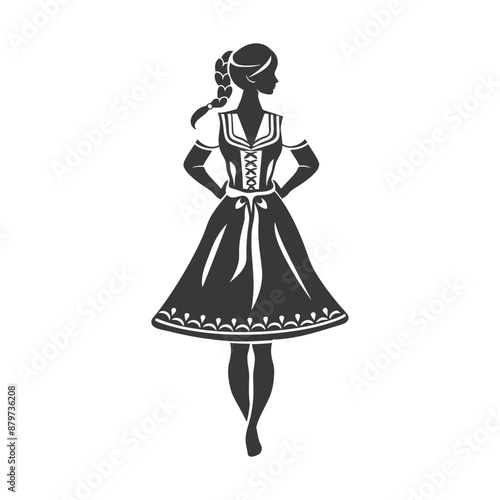minimalist logo or symbol for germany women wearing dirndl black color only