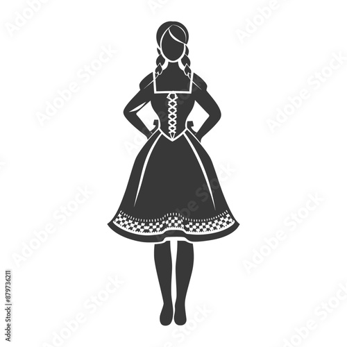 minimalist logo or symbol for germany women wearing dirndl black color only