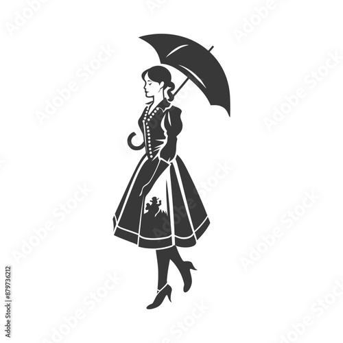 minimalist logo or symbol for germany women wearing dirndl black color only