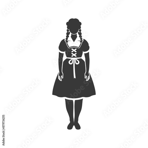 minimalist logo or symbol for germany women wearing dirndl black color only