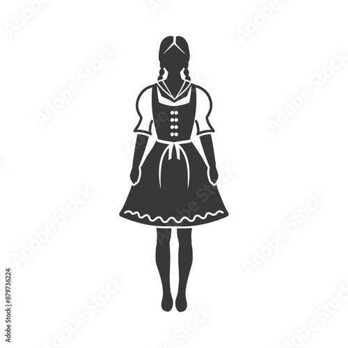 minimalist logo or symbol for germany women wearing dirndl black color only
