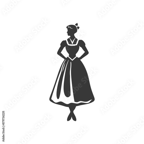 minimalist logo or symbol for germany women wearing dirndl black color only