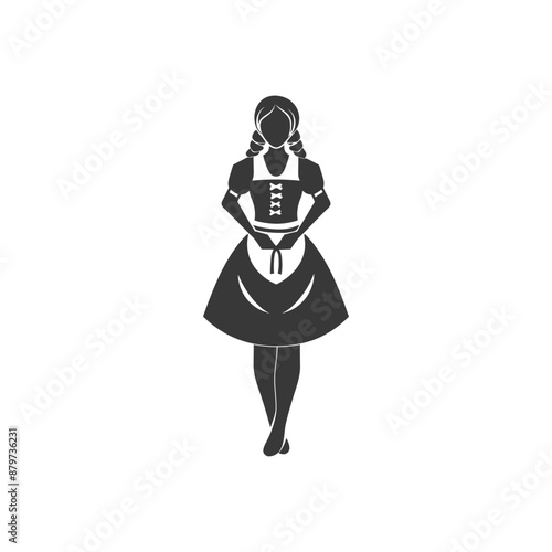 minimalist logo or symbol for germany women wearing dirndl black color only
