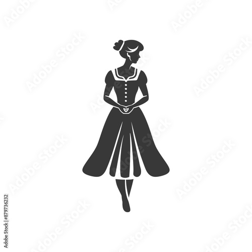 minimalist logo or symbol for germany women wearing dirndl black color only