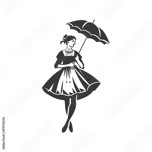 minimalist logo or symbol for germany women wearing dirndl black color only