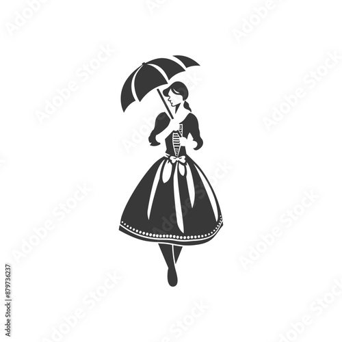 minimalist logo or symbol for germany women wearing dirndl black color only